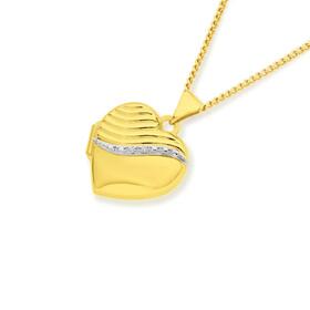 9ct+Gold+Diamond+Set+Heart+Locket