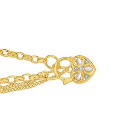 9ct-Gold-Two-Tone-19cm-Solid-Oval-Belcher-Diamond-Padlock-Bracelet on sale