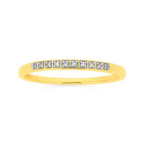 9ct+Gold+Diamond+Fine+Bar+Band