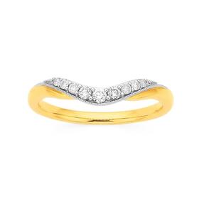 9ct+Gold+Diamond+Curved+Band