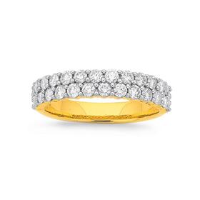 18ct+Gold+Diamond+Two+Row+Band