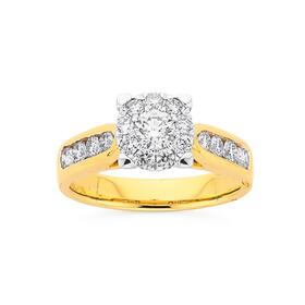 18ct+Gold+Diamond+Cluster+Ring