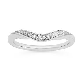 9ct+White+Gold+Diamond+Curved+Band