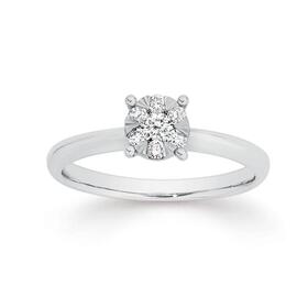 9ct+White+Gold+Diamond+Round+Cluster+Ring