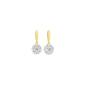 Alora+10ct+Gold+3%2F4+Carat+TW+Lab+Grown+Diamond+Flower+Cluster+Drop+Stud+Earrings