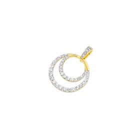 Alora+10ct+Gold+1+Carat+TW+Lab+Grown+Diamond+Double+Circle+Pendant