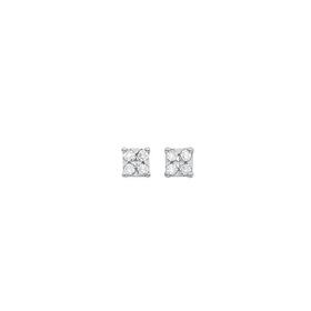 9ct+Gold+Diamond+Square+Stud+Earrings