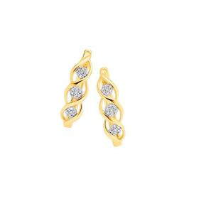 9ct-Gold-Diamond-Cluster-Swirl-Huggie-Earrings on sale