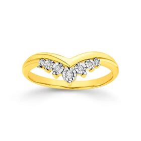 9ct+Gold+Diamond+V+Shape+Ring