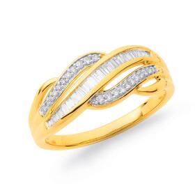 9ct+Gold+Diamond+Swirl+Dress+Ring