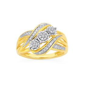 9ct+Gold+Diamond+Trilogy+Ring