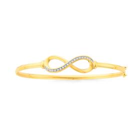 9ct+Gold+Diamond+Infinity+Bangle