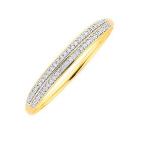 9ct+Gold+Diamond+Double+Row+Bangle