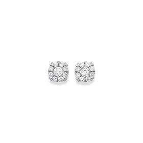 9ct-White-Gold-Cluster-Stud-Earrings on sale