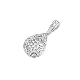 9ct-White-Gold-Diamond-Cluster-Pear-Shape-Pendant on sale