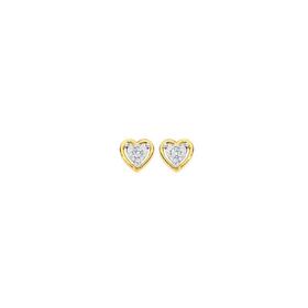 9ct+Gold+Diamond+Heart+Frame+Stud+Earrings