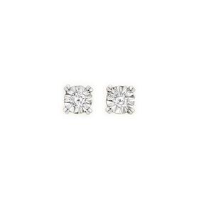 9ct+Two+Tone+Gold+Diamond+Small+Four+Claw+Stud+Earrings