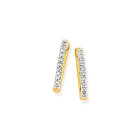 9ct+Gold+Diamond+Hoop+Earrings