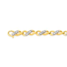 9ct+Gold+Diamond+Infinity+Link+Bracelet