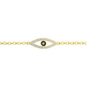 9ct+Gold+Diamond+Evil+Eye+ID+Bracelet