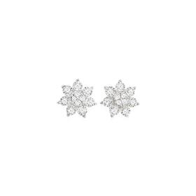 9ct+Gold+Diamond+Flower+Stud+Earrings