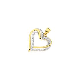 9ct+Gold+Diamond+Open+Heart+Pendant