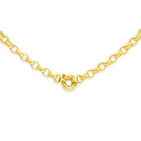 9ct+Gold+50cm+Solid+Oval+Belcher+Necklet+with+Bolt+Ring