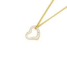 9ct+Gold+Two+Tone+Small+Floating+Heart+Pendant