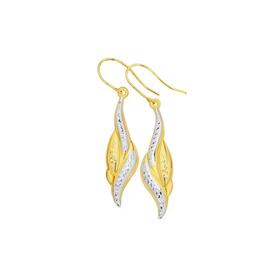 9ct+Gold+Two+Tone+Flame+Drop+Earrings