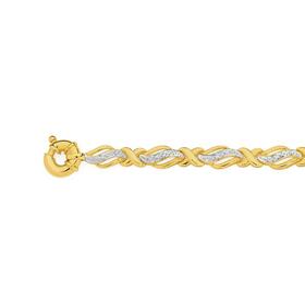 9ct-Gold-Two-Tone-19cm-Bolt-Ring-Bracelet on sale