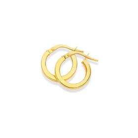 9ct+Gold+2x10mm+Square+Tube+Hoop+Earrings