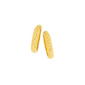 9ct+Gold+Diamond-Cut+Huggie+Earrings