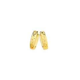 9ct+Gold+10mm+Diamond-cut+Huggie+Earrings