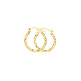 9ct+Gold+10mm+Beaded+Hoop+Earrings