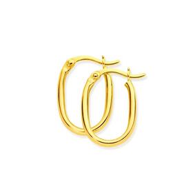 9ct+Gold+10x15mm+Oval+Hoop+Earrings