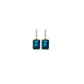 9ct+Gold+London+Blue+Topaz+%26+Diamond+Drop+Earrings