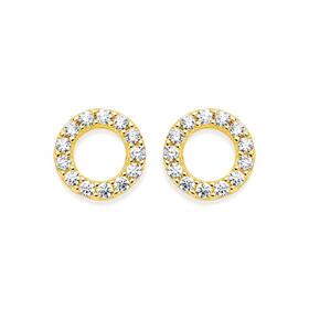 9ct-Gold-Cubic-Zirconia-Open-Circle-Stud-Earrings on sale