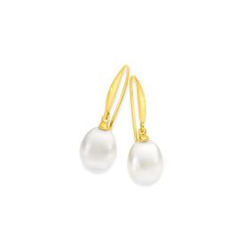 9ct+Cultured+Freshwater+Pearl+Earrings