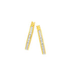 9ct-Gold-Cubic-Zirconia-Hoop-Earrings on sale