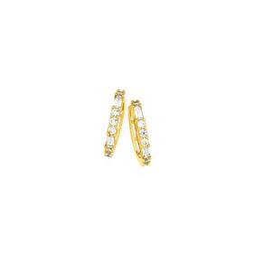 9ct+Gold+Cubic+Zirconia+Huggie+Earrings