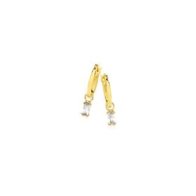 9ct-Gold-Cubic-Zirconia-Drop-Hoop-Earrings on sale