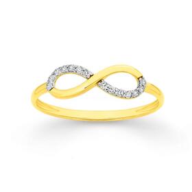 9ct+Gold+Cubic+Zirconia+Pave+Infinity+Ring