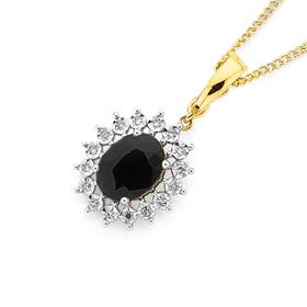 9ct-Gold-Sapphire-Diamond-Oval-Pendant on sale