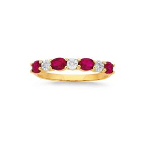 9ct+Gold+Created+Ruby+%26+Diamond+Ring