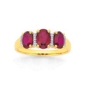 9ct-Gold-Created-Ruby-Diamond-Ring on sale