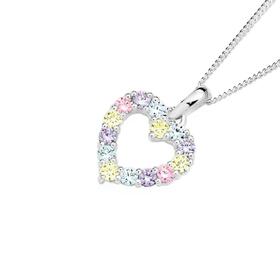 Silver+Pastel+CZ+Heart+Pendant