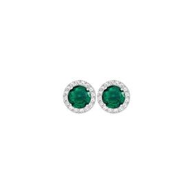 Sterling-Silver-Green-Cubic-Zirconia-Halo-Stud-Earrings on sale