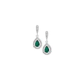 Silver+Green+CZ+Cluster+Drop+Earrings