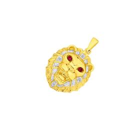 9ct+Two+Tone+Gold+Diamond+%26+Created+Ruby+Pendant