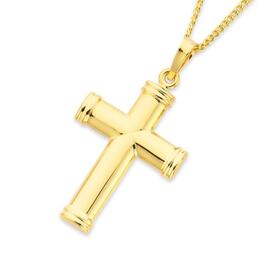 9ct-Gold-30mm-Capped-Ends-Cross-Gents-Pendant on sale